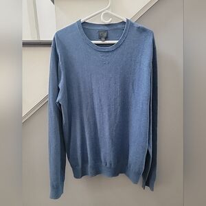 14th & Union  Mens Cashmere Cotton Sweater Pullover Blue Solid L Preppy Grandpa